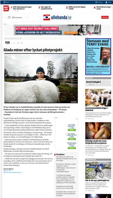 Artikeln publicerades också på Tidningen Ångermanlands webbsajt. För att läsa artikeln, klicka på bilden. 